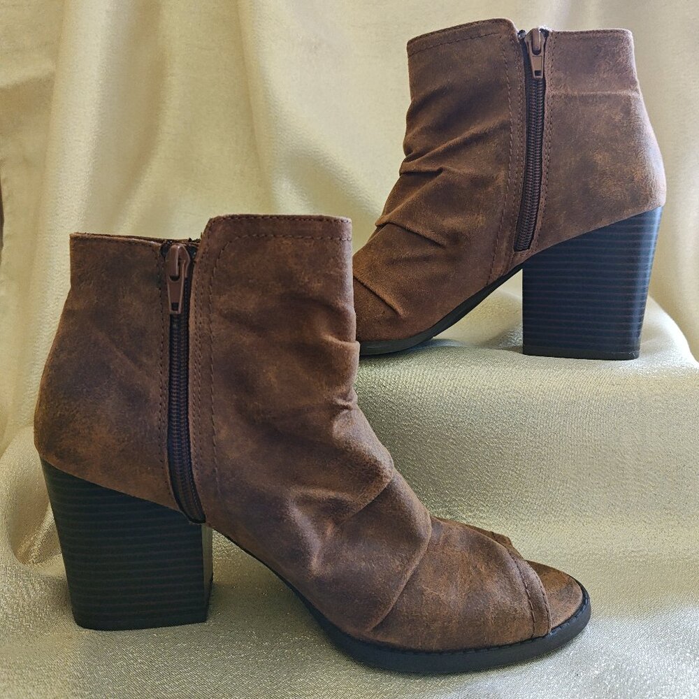 Faux Suede Open-toe Bootie - Picture 4 of 5
